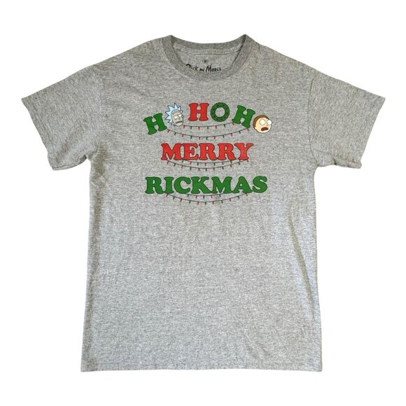 Rick and Morty Ho Ho Merry Rickmas Gray T-Shirt Adult Swim Ripple Junction M - Picture 8 of 8